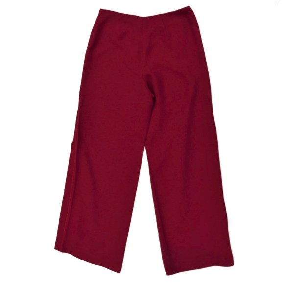 DiSCo Cache Red Wide Leg Pants Lined High Slits Side Zipper USA 10 - Picture 2 of 9